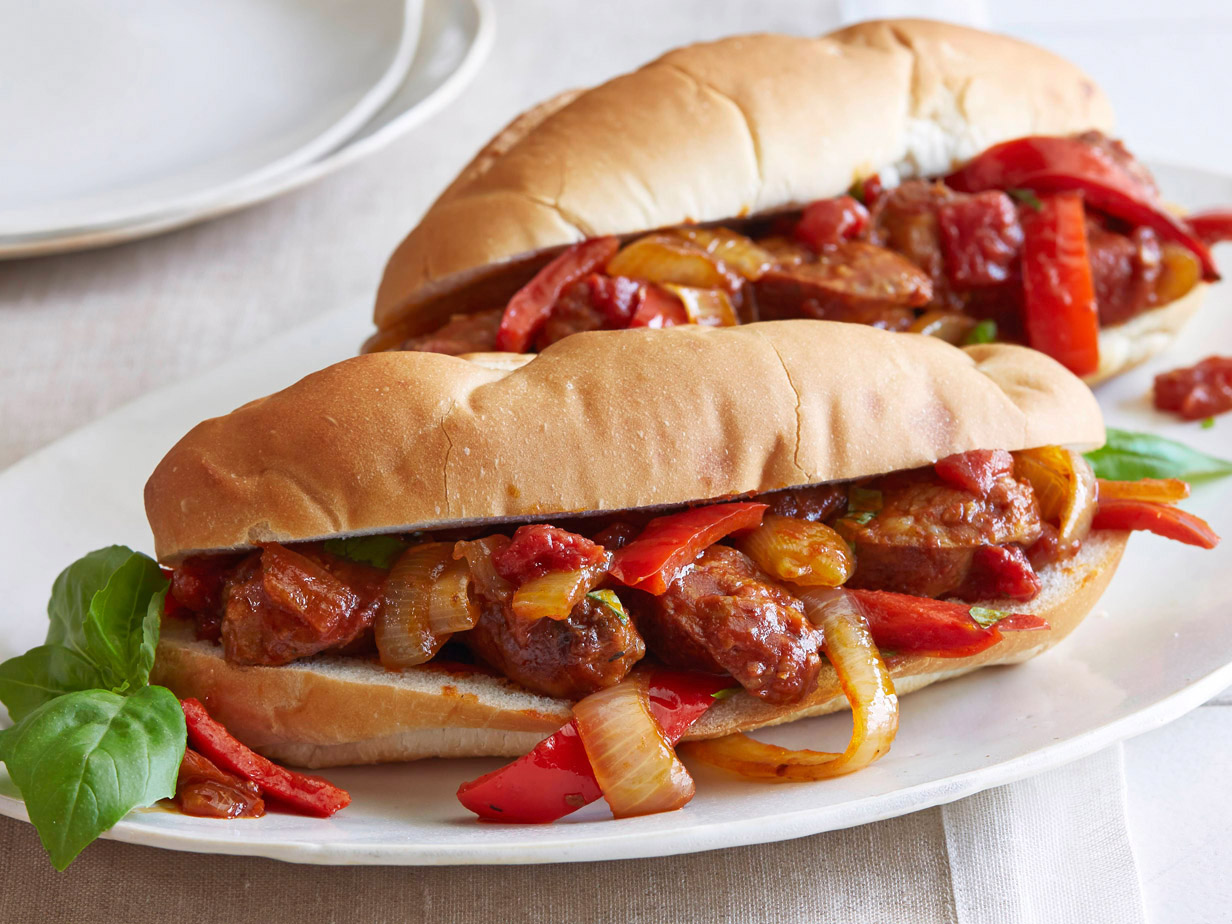sausage and peppers sandwich