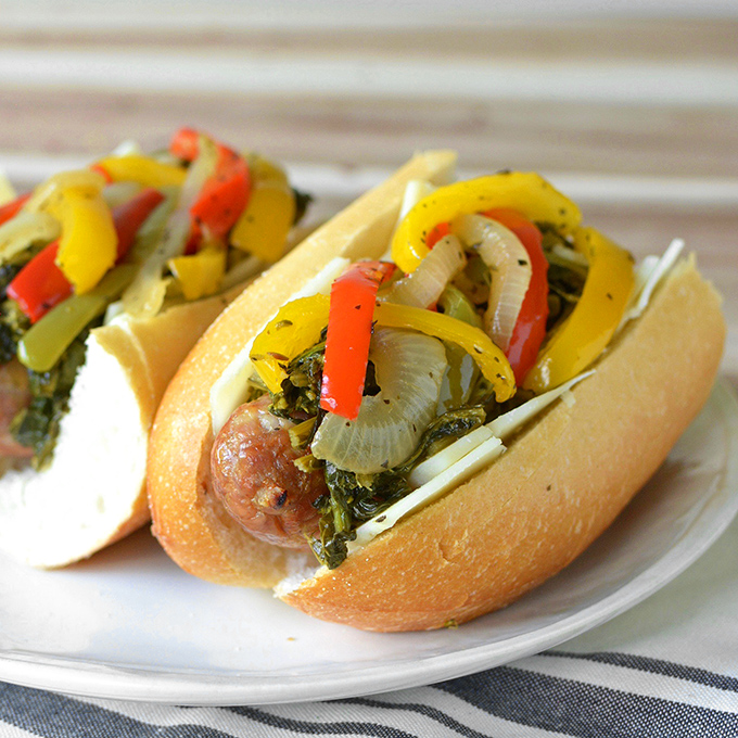 sausage and peppers sandwich