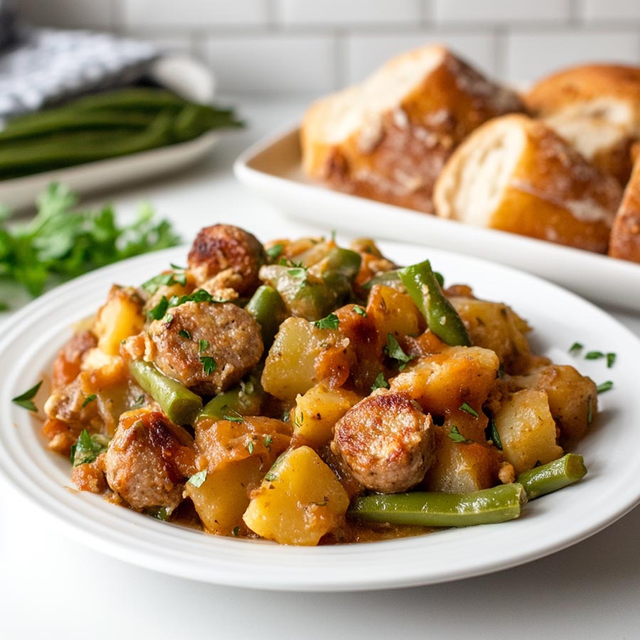 sausage green bean potato casserole