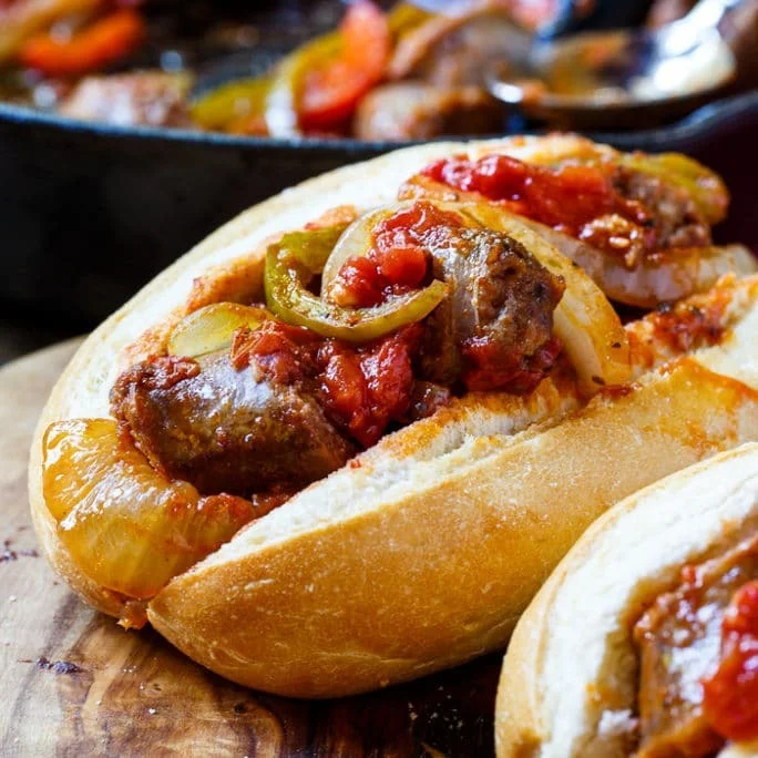 sausage and peppers sandwich